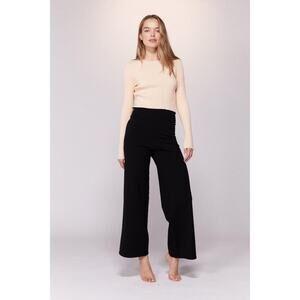 Live the Process Theda Wide Leg Pants in Black Ribbed Knit Women's Size L